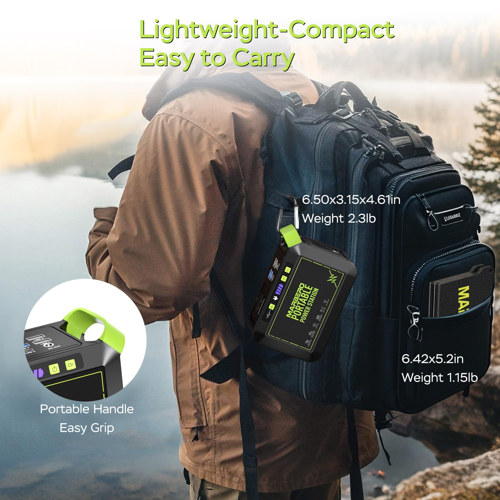 MARBERO kit in a campsite scene providing portable power for devices outdoors