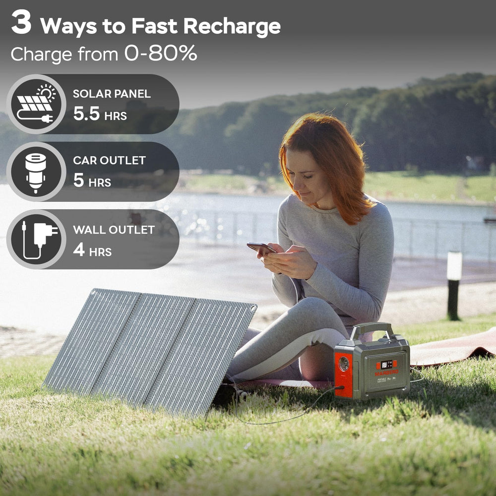 MARBERO powering campsite devices demonstrating quiet, stable output