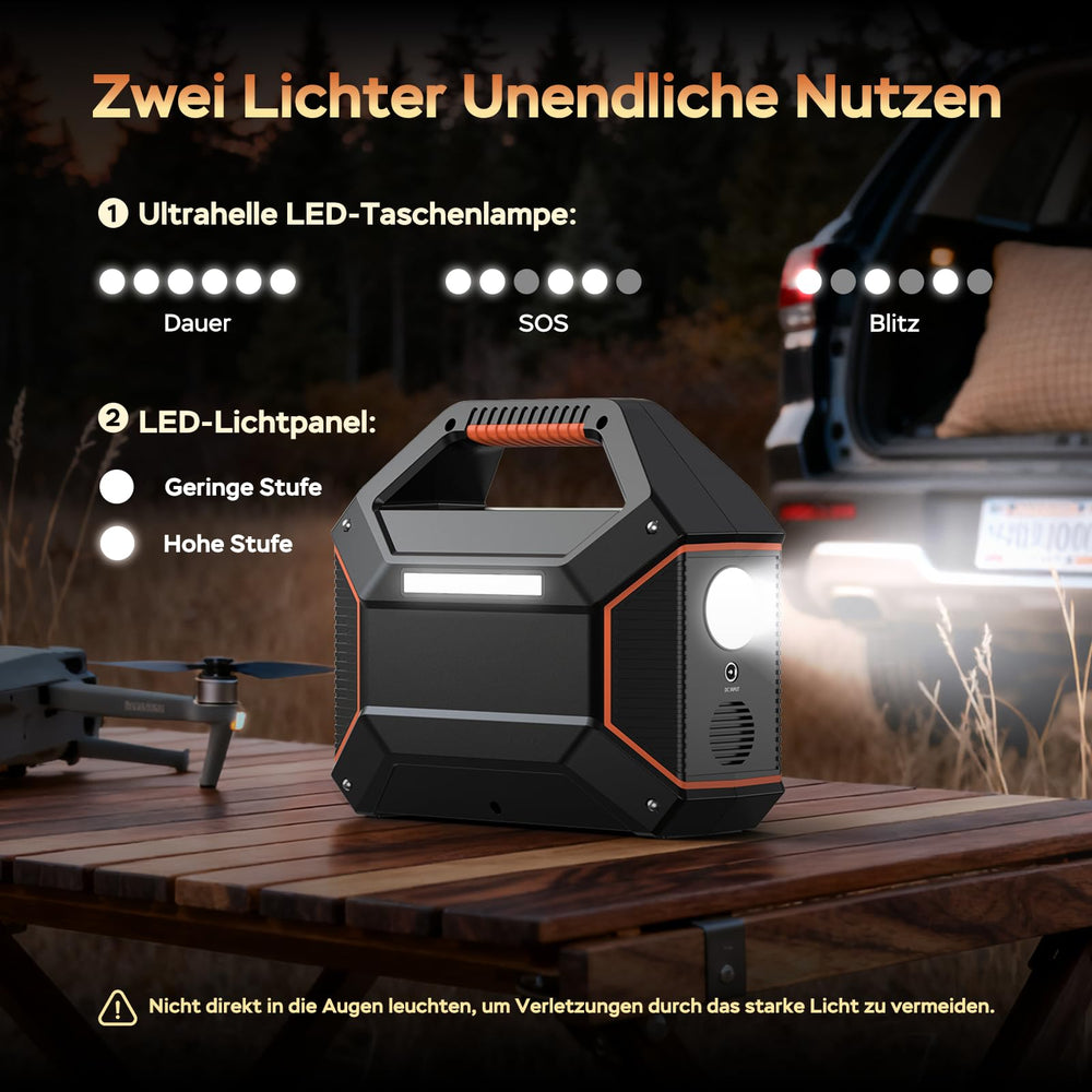 MARBERO built-in LED flashlight lighting a campsite showing safety benefit