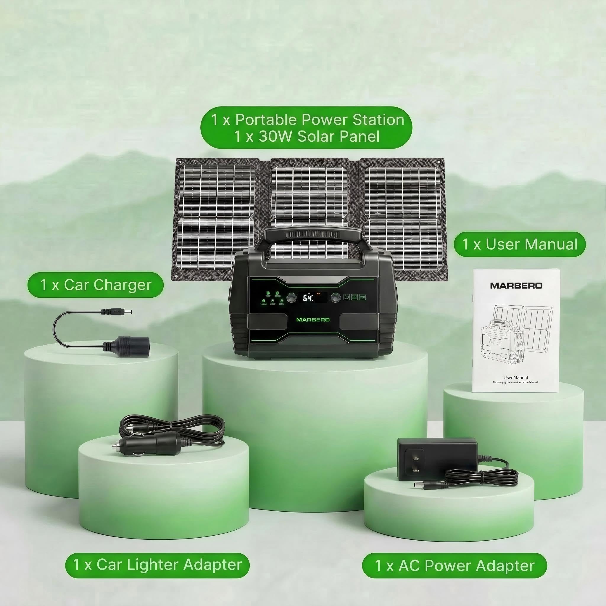 MARBERO open solar panel angled to sun for efficient charging