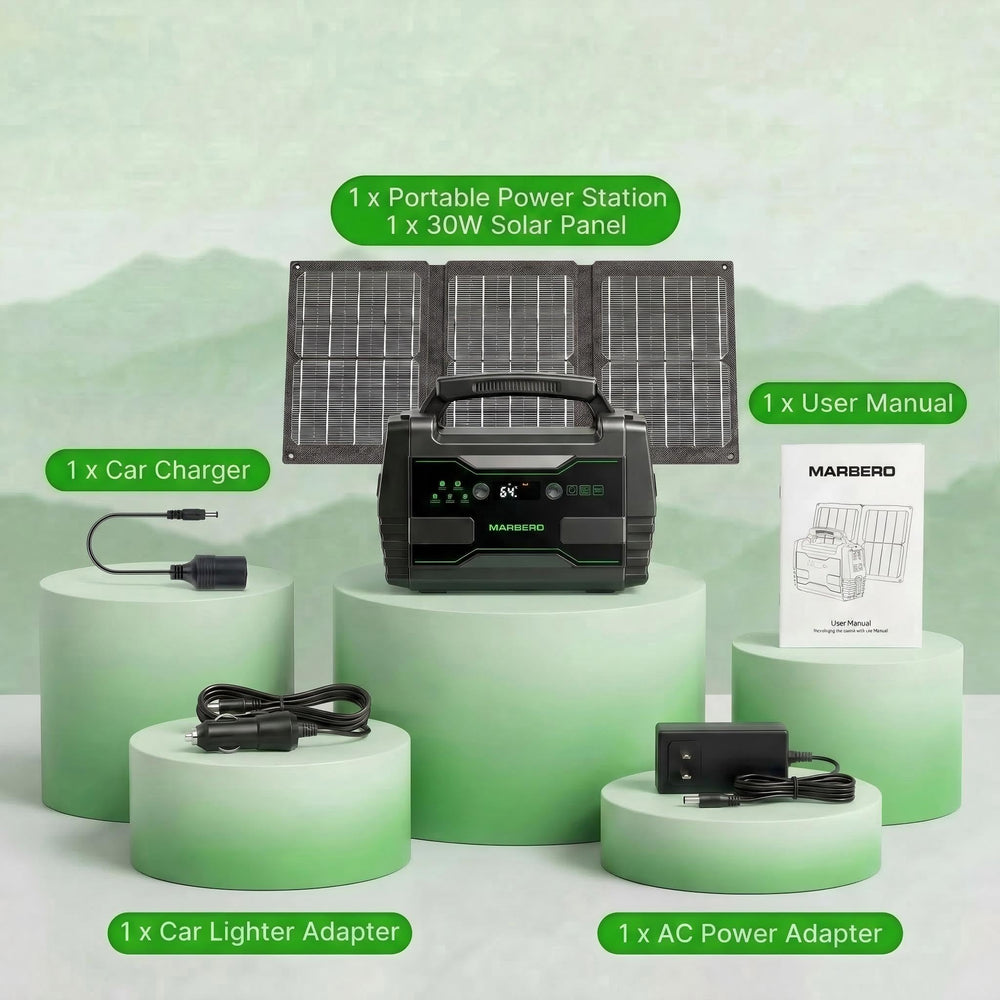 MARBERO open solar panel angled to sun for efficient charging