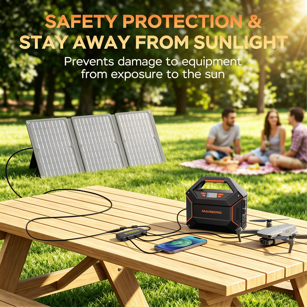 MARBERO solar panel with 6.5ft cable showing flexible placement benefit