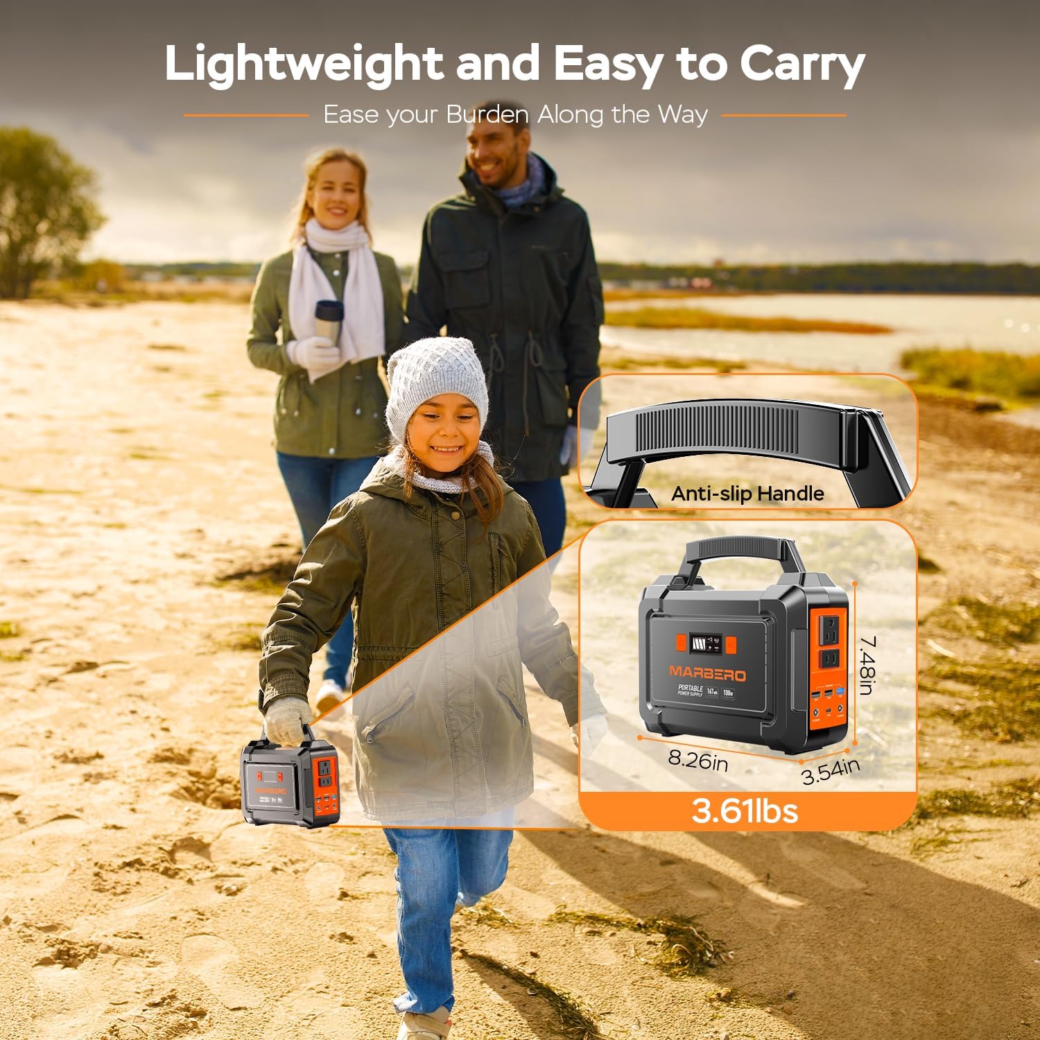 MARBERO power station inside backpack illustrating easy portability benefit