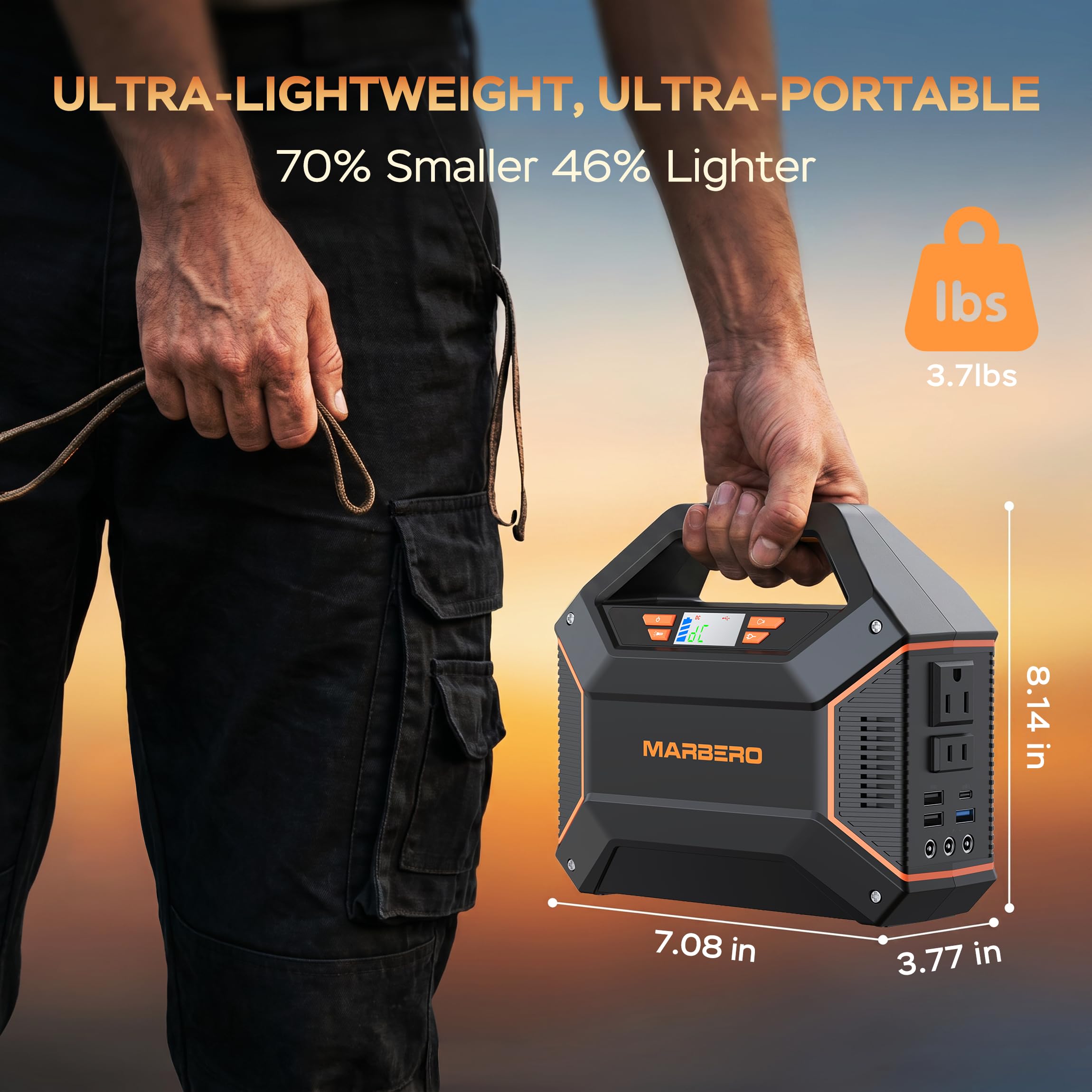 MARBERO power station inside a tent powering devices for outdoor convenience benefit