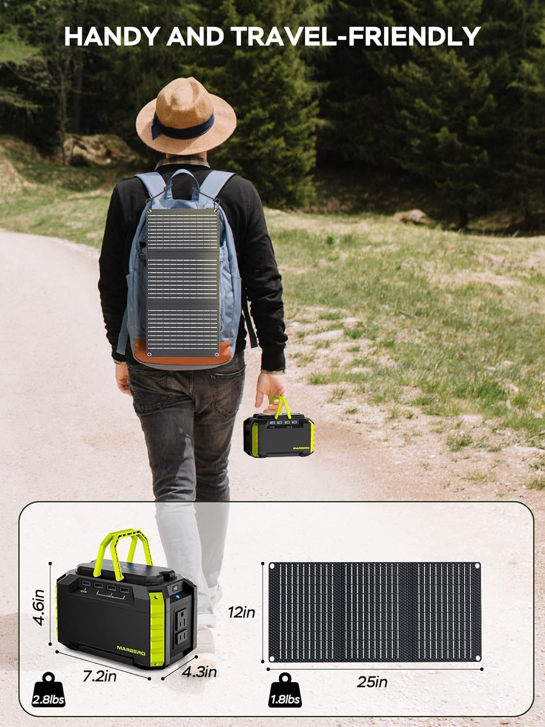 MARBERO power station held in hand to show lightweight, travel-friendly size