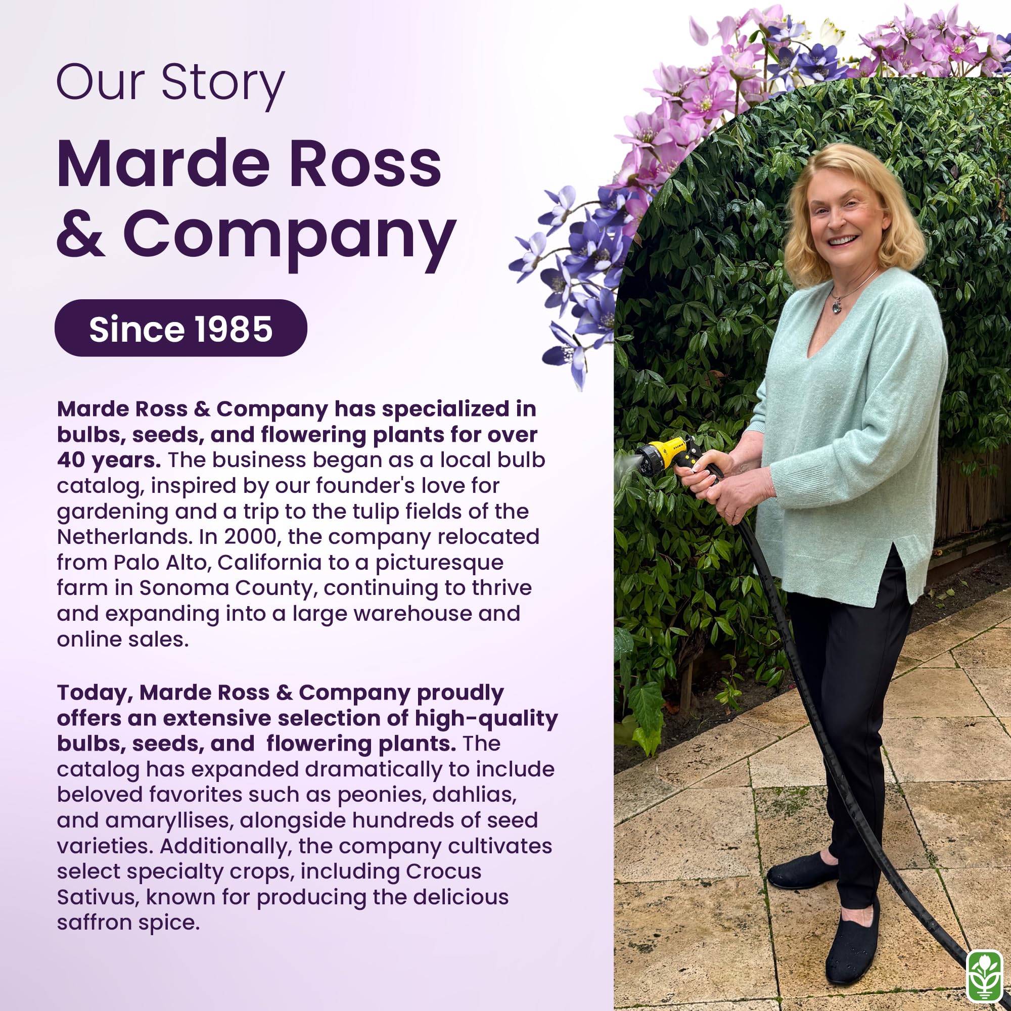 Marde Ross & Company product label and care instructions offering planting guidance