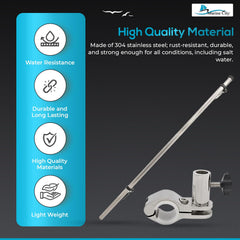 MARINE CITY pole mounted on yacht rail demonstrating secure fit and tidy display