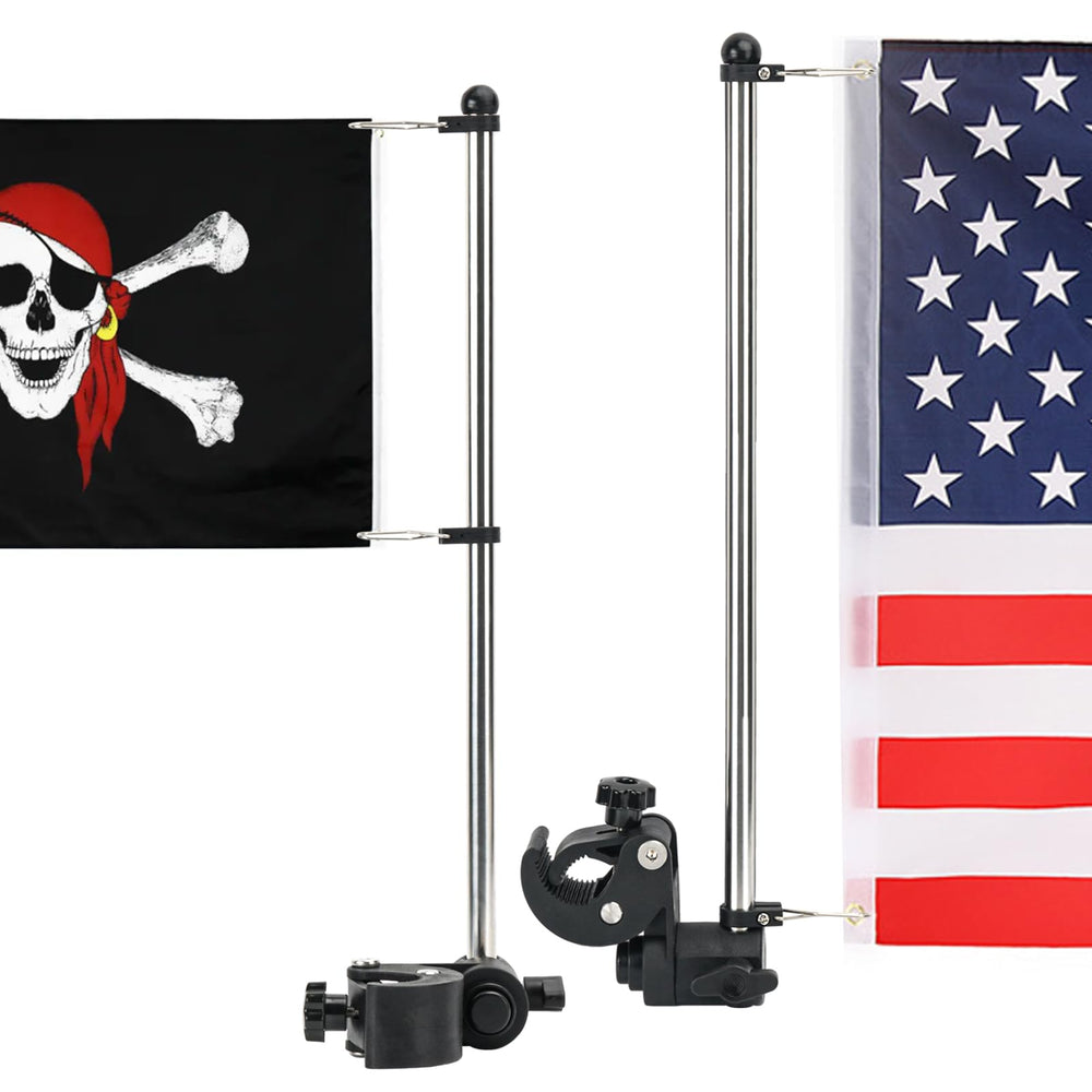 Marinebaby dual pole setup on yacht rail for twin flag display