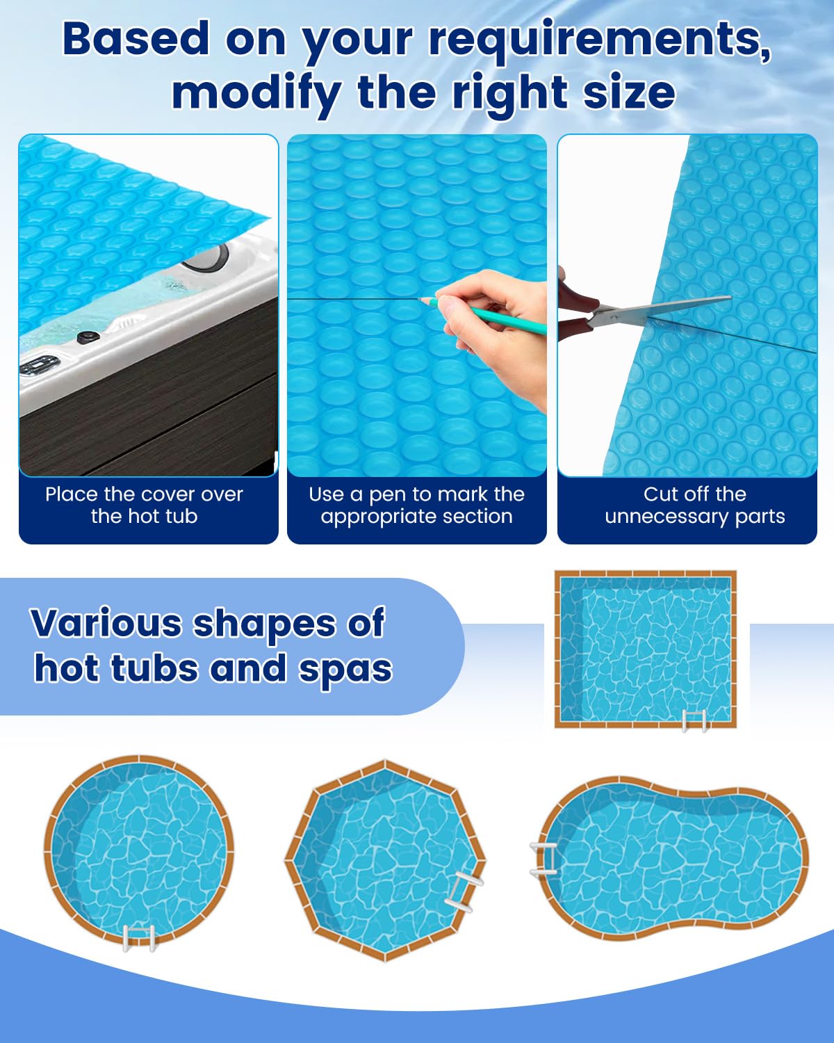 Mariocsa trimmed to fit a tub edge showing customizable fit benefit