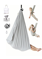 Marlowe & Co front view of sensory swing showing cozy cocoon and neutral stone color for calm