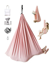 Marlowe & Co swing front view showing vintage rose pod and inviting entrance benefit calming privacy