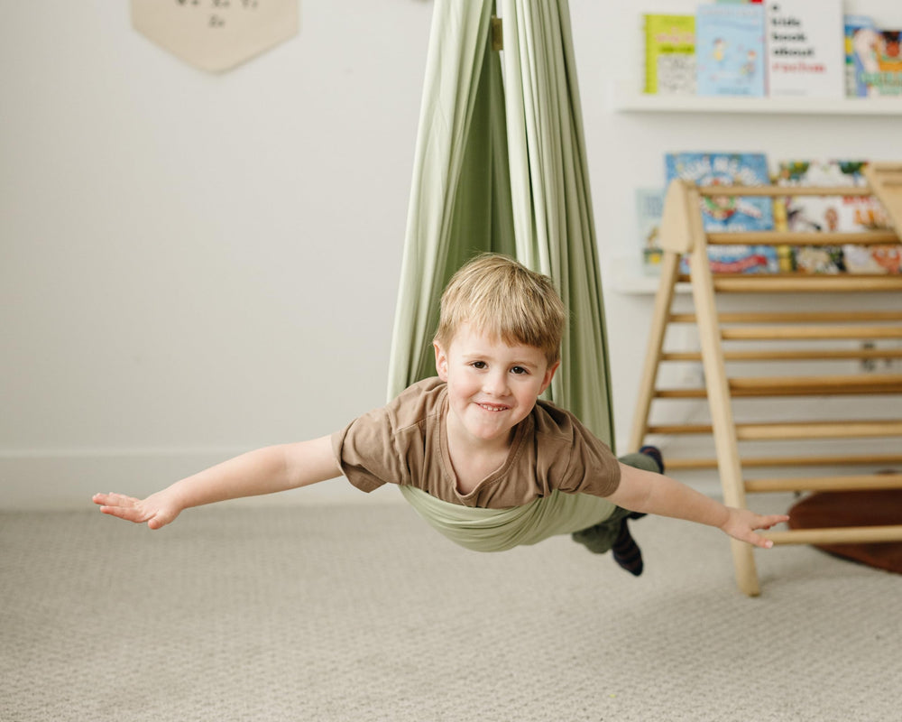 Marlowe & Co swing mounted in a children’s room offering a cozy play-and-relax space