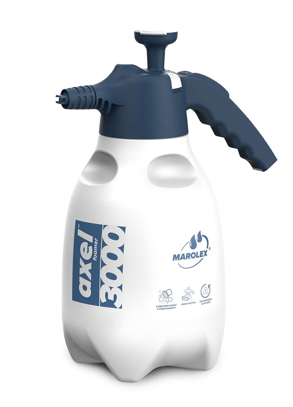 Marolex Axel 3000 front view showing tank and lance, highlighting easy foam application