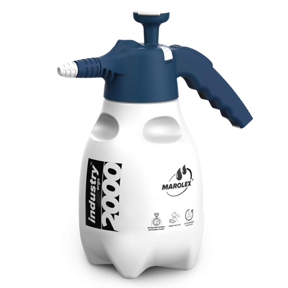 Marolex sprayer front view showing compact design and alkali resistance benefit