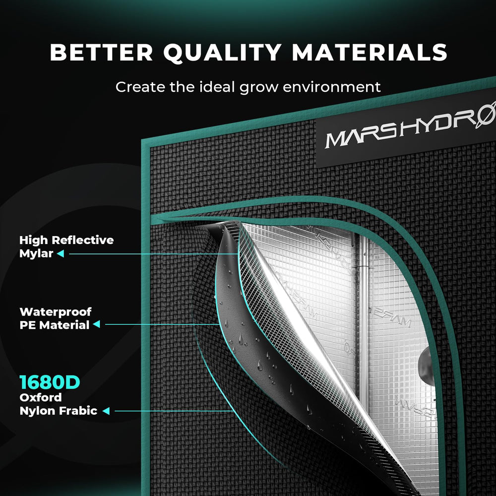 MARS HYDRO inner reflective mylar lining maximizing light reflection and yield potential