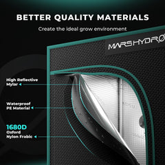 MARS HYDRO inner reflective mylar lining maximizing light reflection and yield potential
