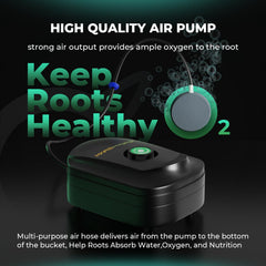 MARS HYDRO air pump with air stones highlighting strong aeration for roots