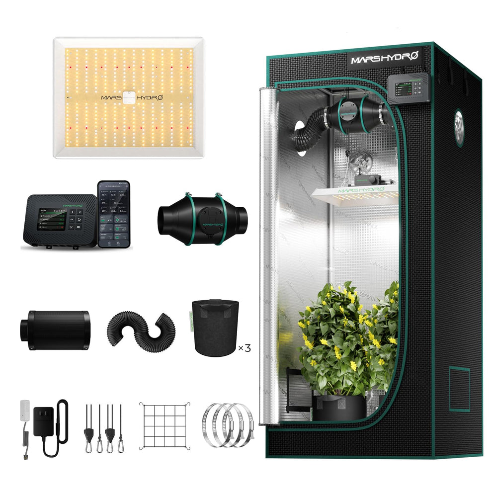 MARS HYDRO front view of complete grow tent kit showing compact setup and convenience