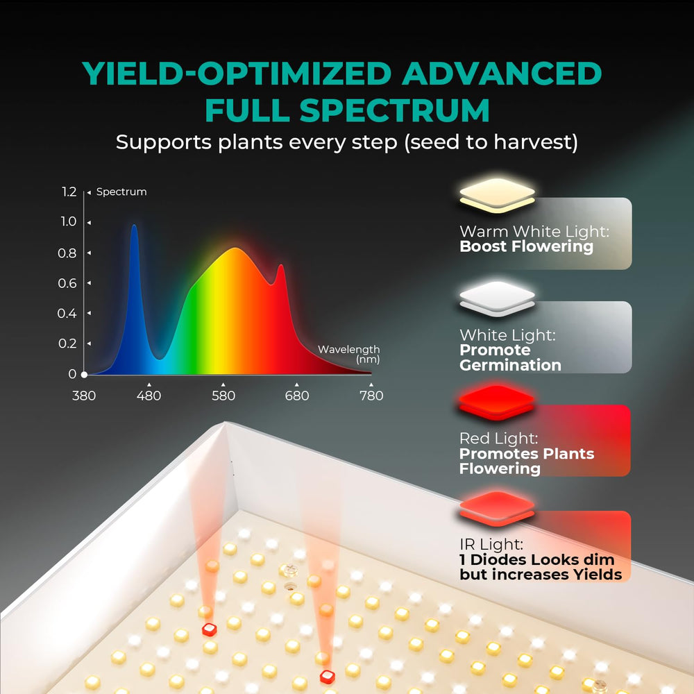 MARS HYDRO spectrum graphic highlighting balanced full-spectrum benefit