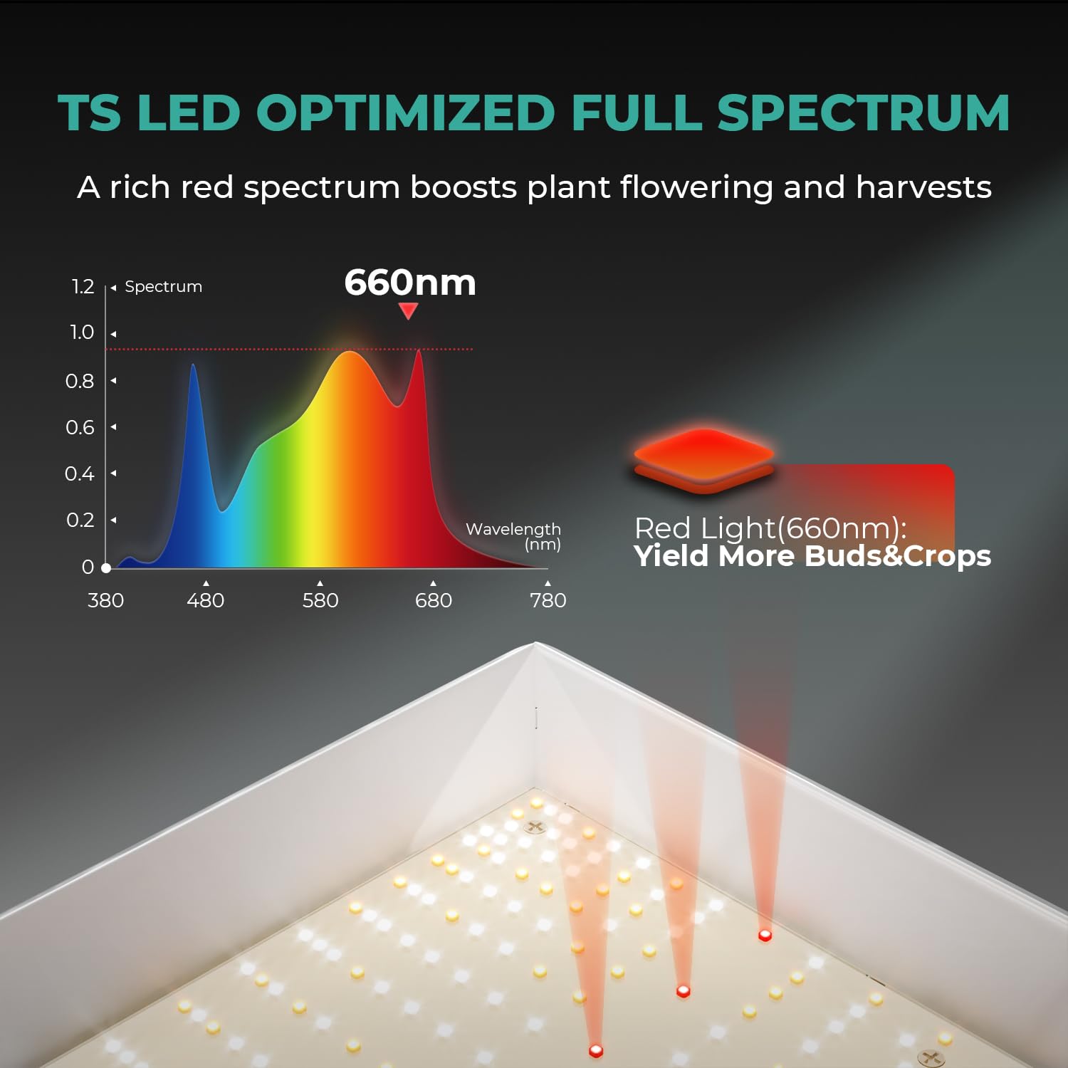 MARS HYDRO TSW2000 mounted in a 3x3 grow tent showing recommended footprint