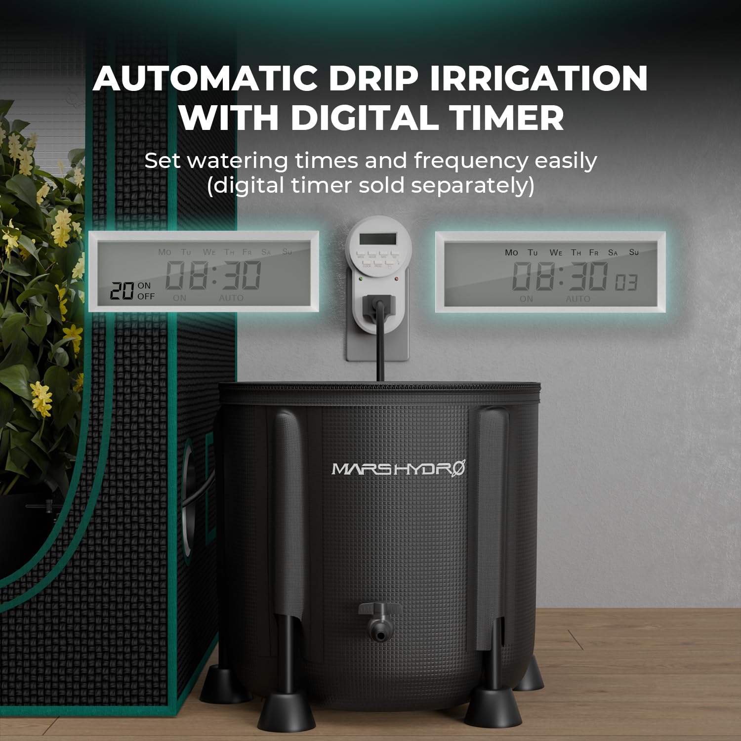 MARS HYDRO visible water level indicator on bucket for easy refill timing