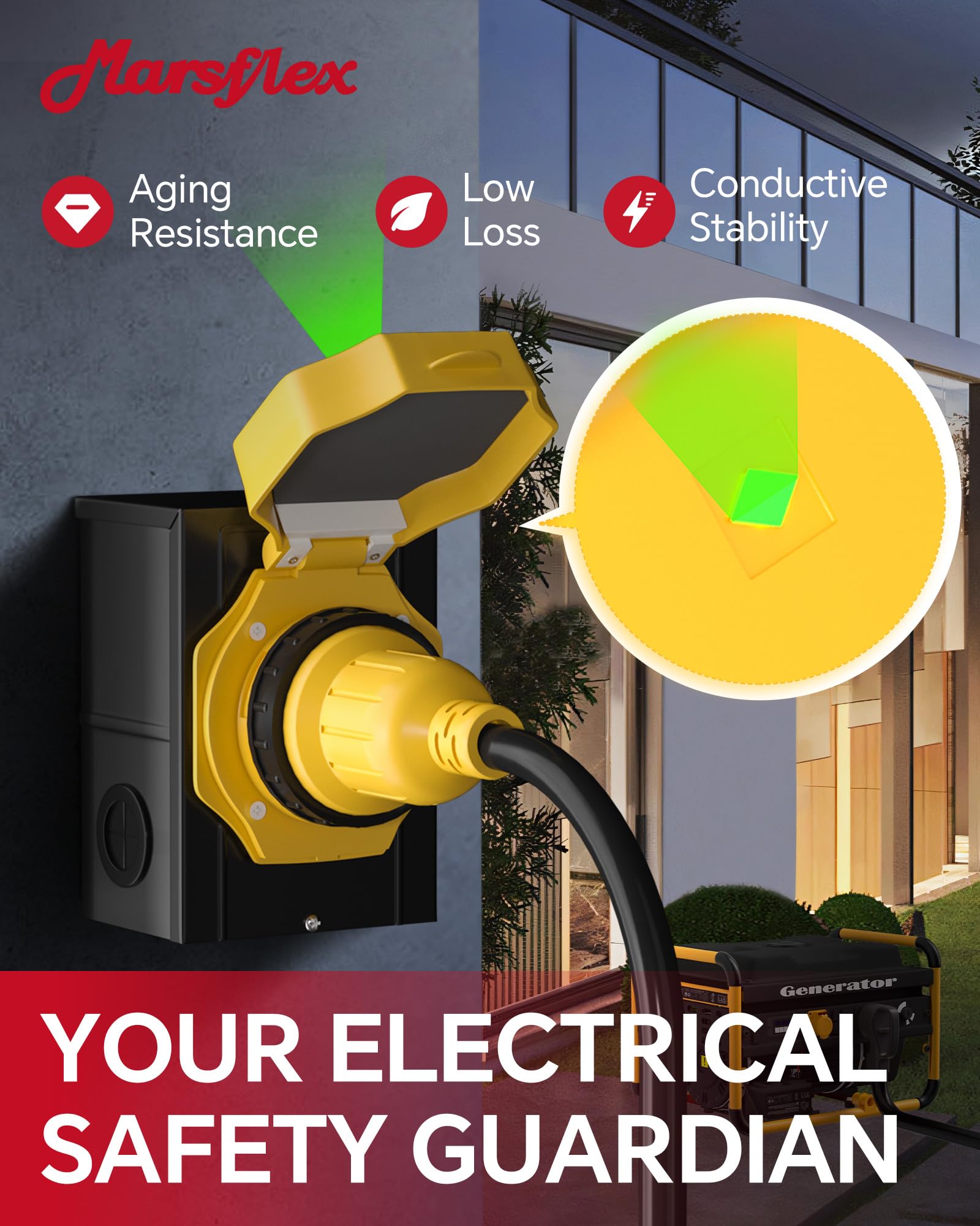 Marsflex inlet cap lit green showing power-on indicator for fast visual status checks