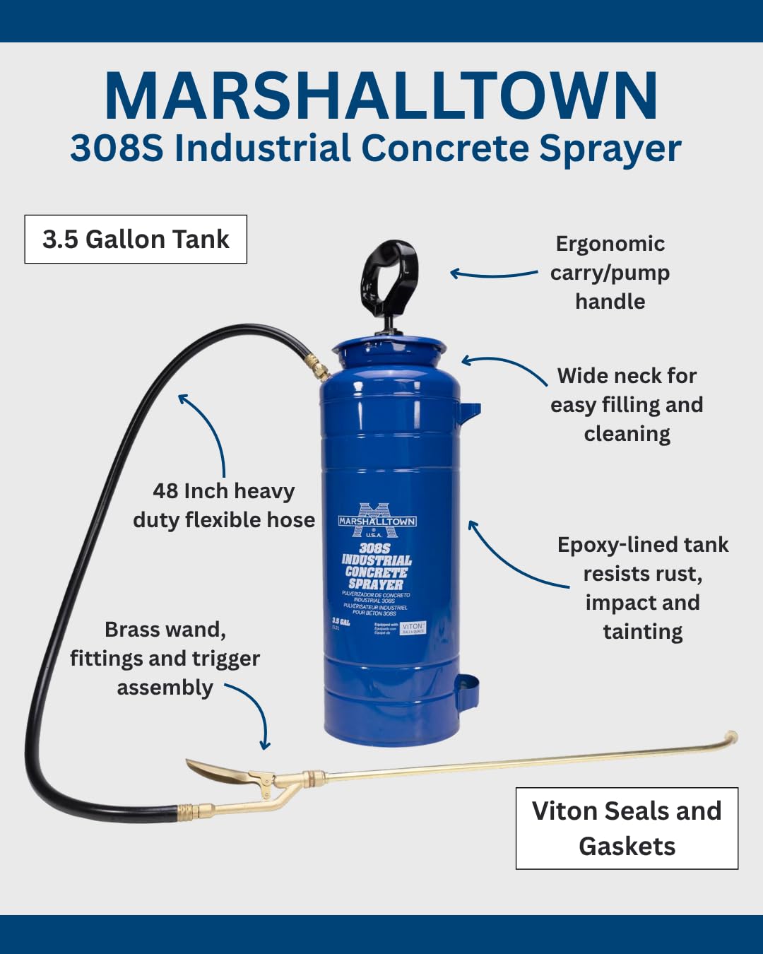 MARSHALLTOWN 48 inch hose extended for easier reach in tight jobsite areas