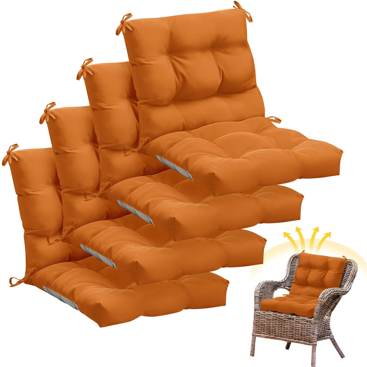 Marsui front view cushion on chair showing full coverage and color benefit