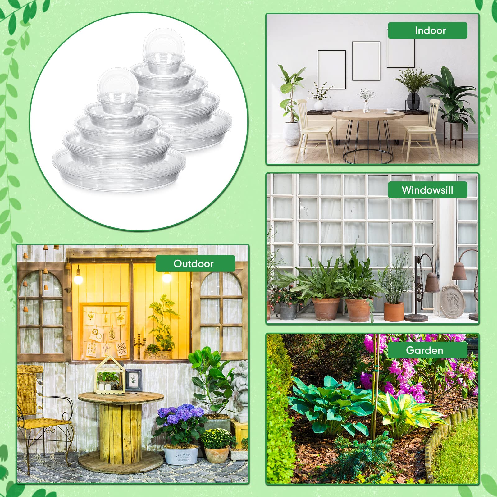 Marsui lifestyle shelf scene with plants on saucers for tidy decor