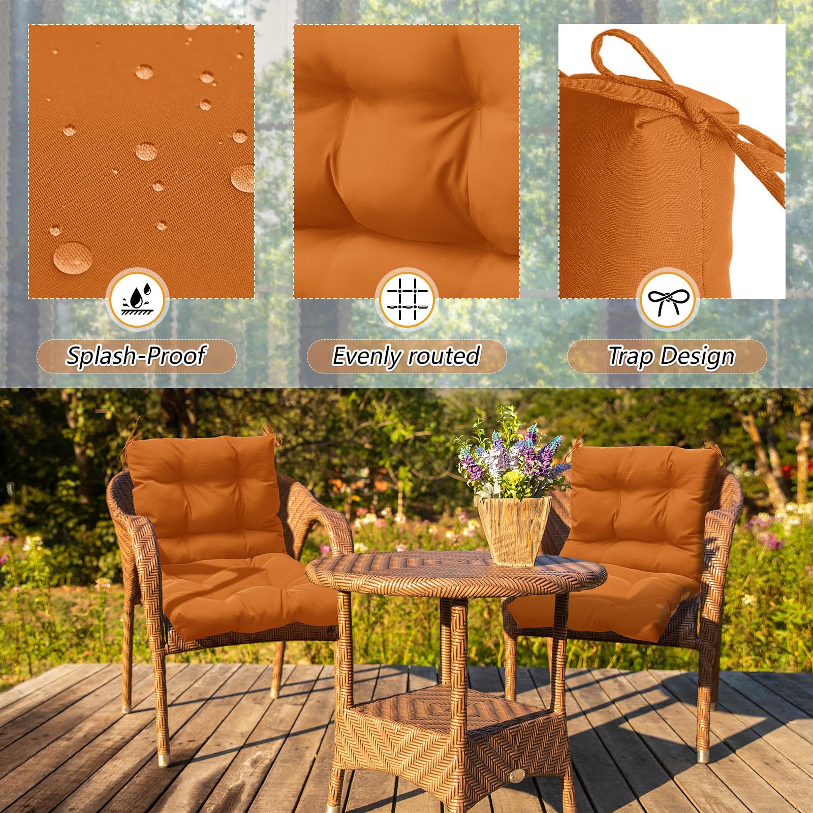 Marsui cushion in-use on patio chair displaying comfort and style