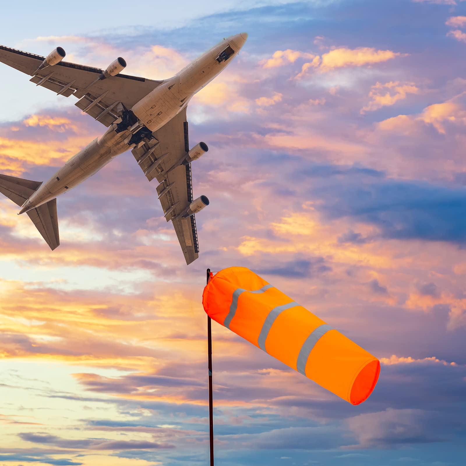 Marsui windsock deployed at airfield helping pilots gauge wind direction quickly