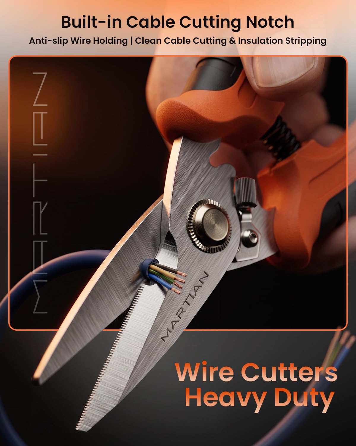MARTIAN snips in hand for scale showing comfortable grip and controlled cutting