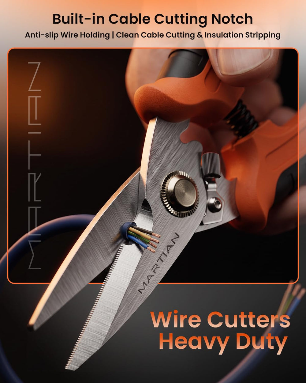 MARTIAN snips in hand for scale showing comfortable grip and controlled cutting