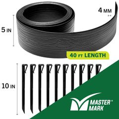 Master Mark stakes securing edging into soil for stable, long-lasting hold