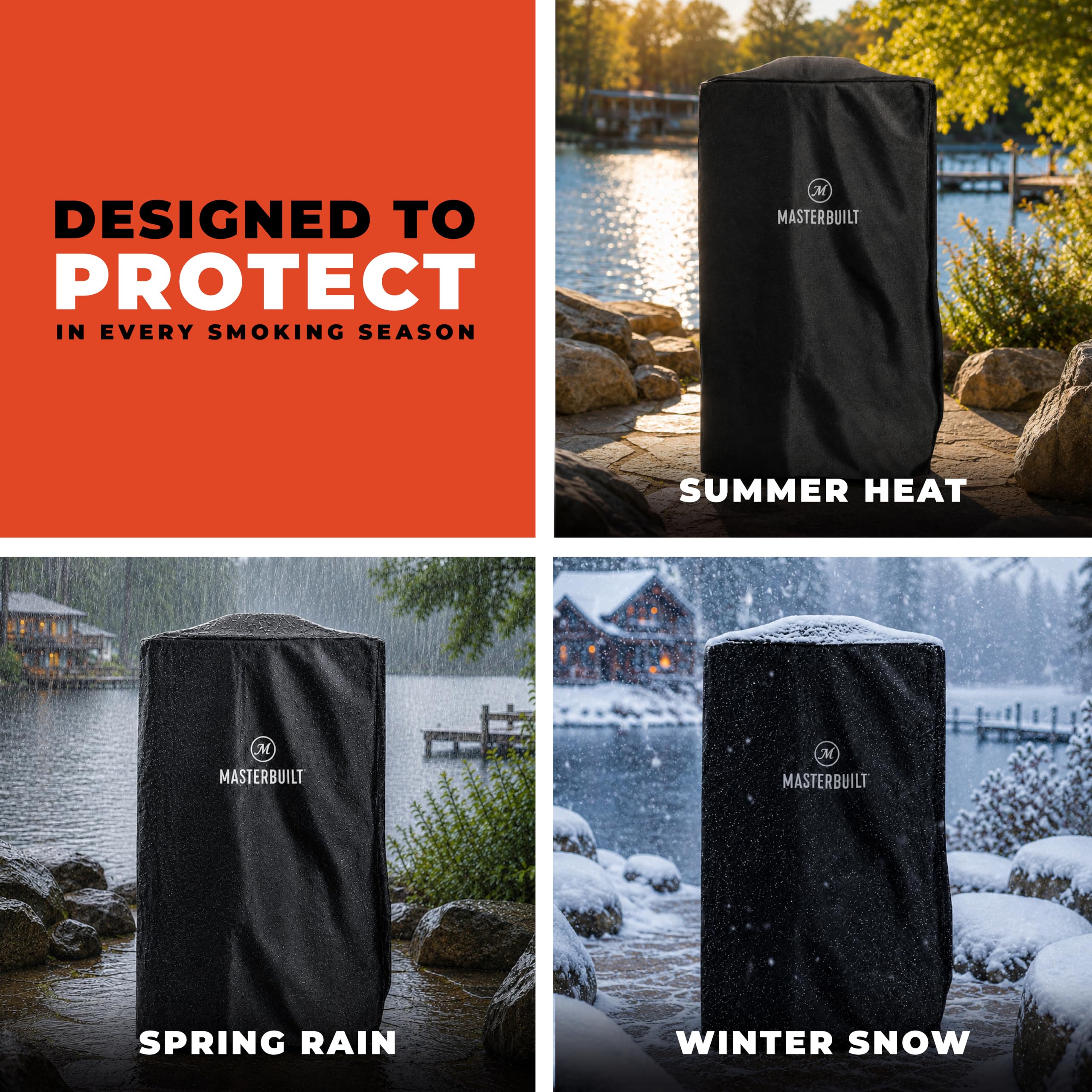 Masterbuilt folded cover in storage bag saving space and staying dry