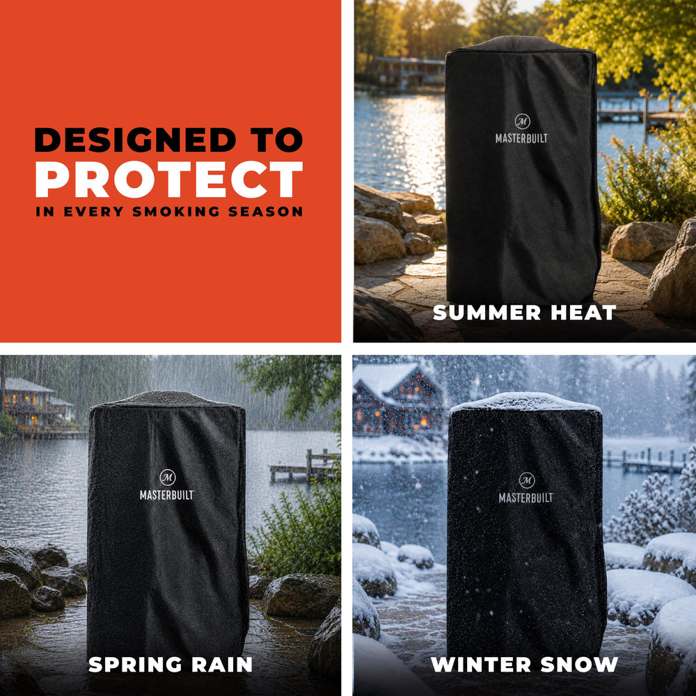 Masterbuilt folded cover in storage bag saving space and staying dry