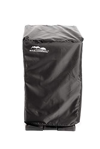 Masterbuilt covered smoker in backyard patio protecting appliance