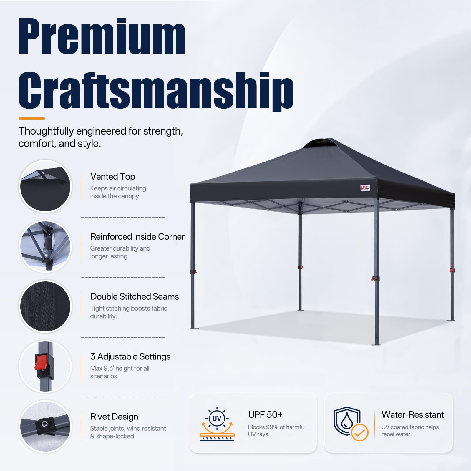 MASTERCANOPY steel frame leg lock detail offering strong stability