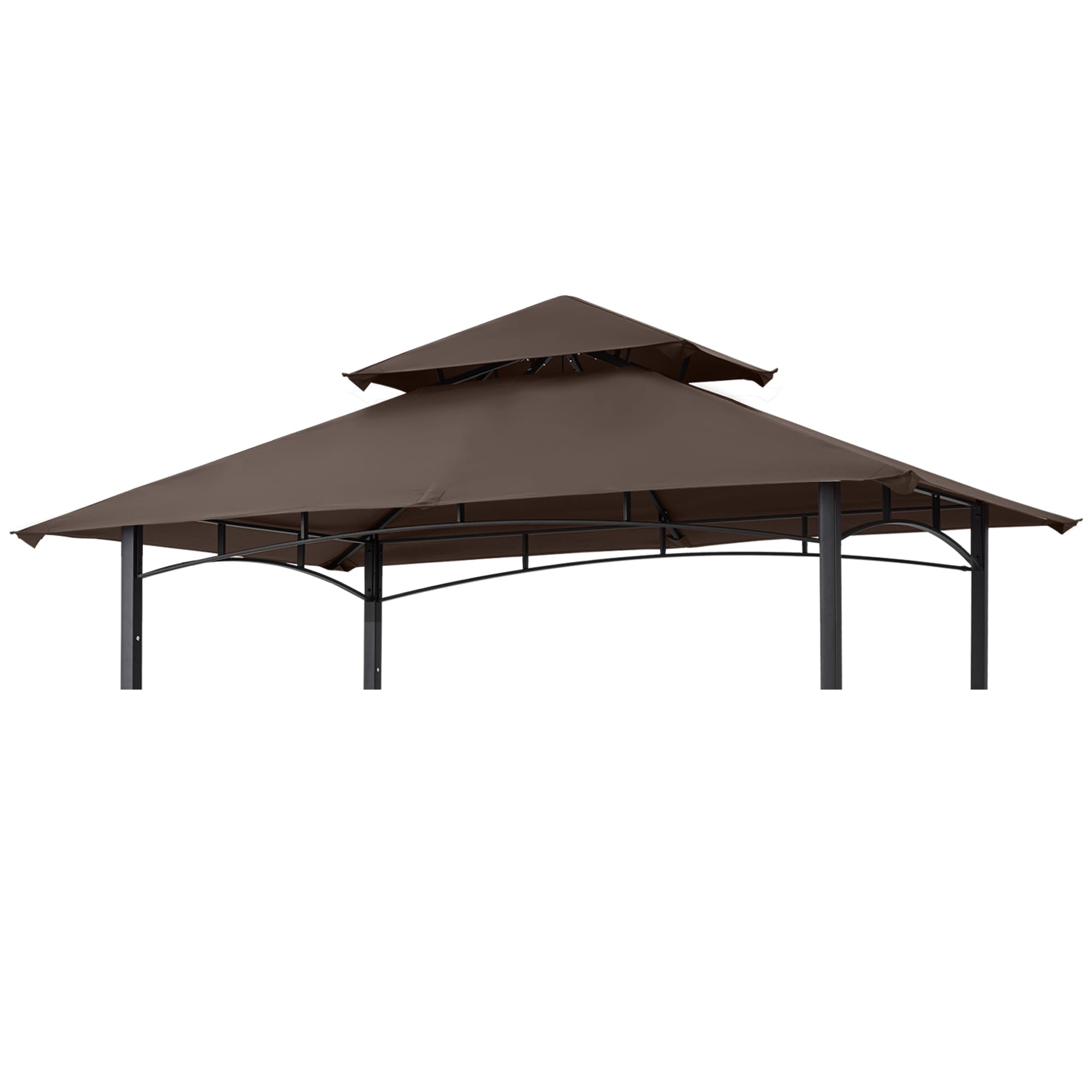MASTERCANOPY front view brown canopy showing full coverage and clean appearance