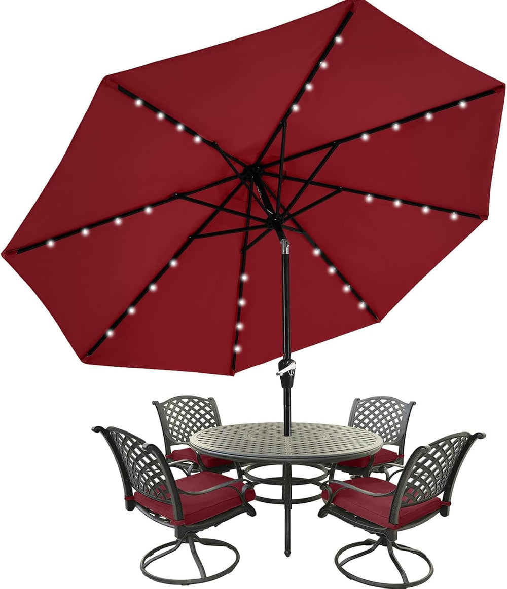 MASTERCANOPY front view burgundy umbrella showing full shade coverage and stylish look