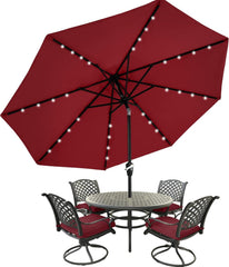 MASTERCANOPY front view burgundy umbrella showing full shade coverage and stylish look