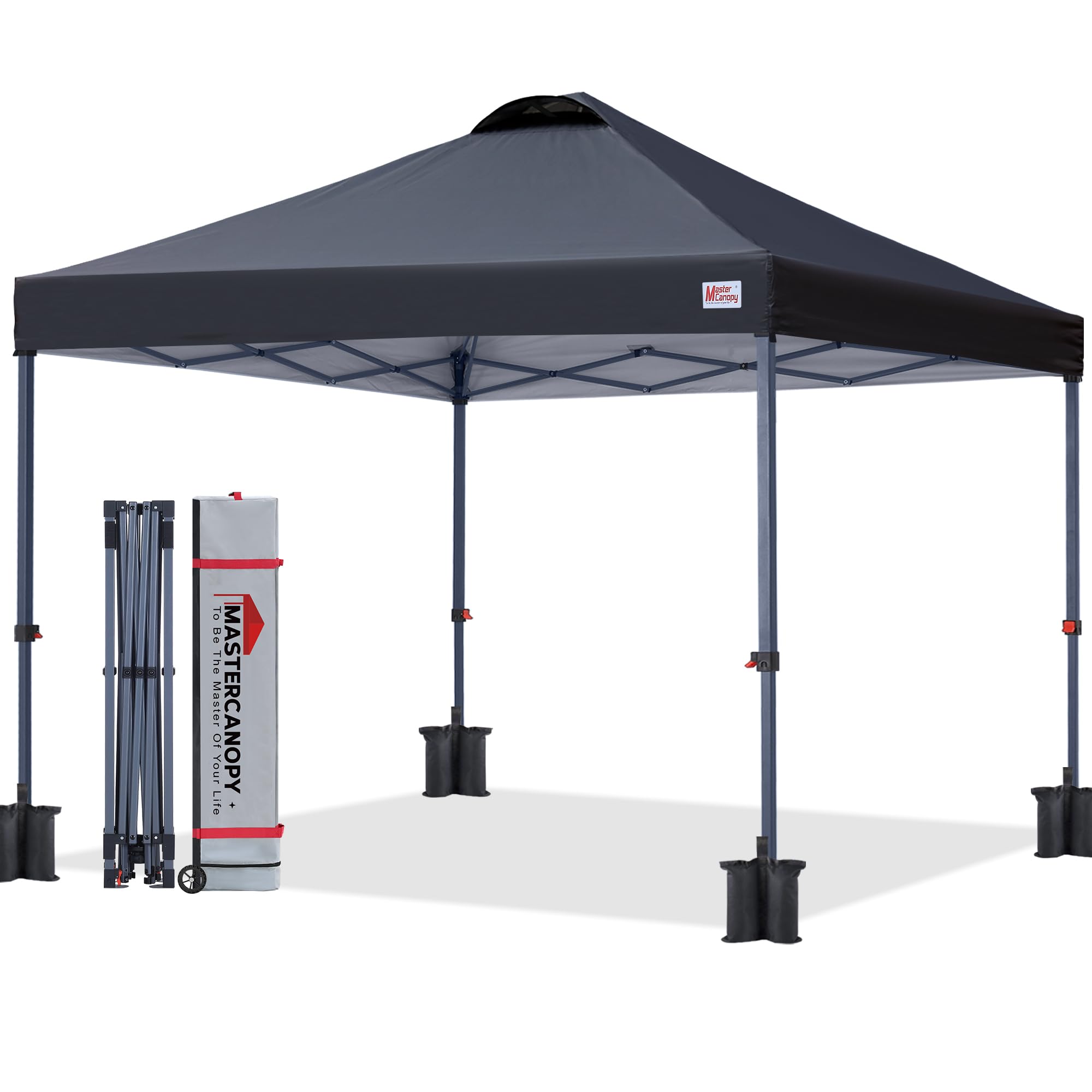 MASTERCANOPY front view of assembled 8x8 canopy showing shaded area benefit