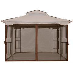 MASTERCANOPY front view of coffee screen walls showing full gazebo enclosure and insect protection