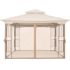 MASTERCANOPY front view of full beige screen panels showing protection and airflow