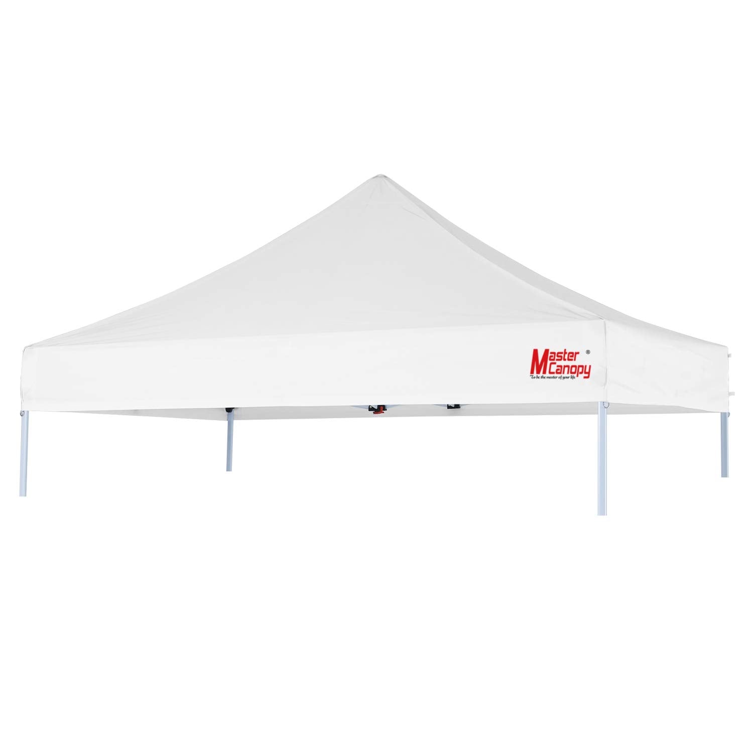MASTERCANOPY front view white top showing full canopy coverage and clean lines