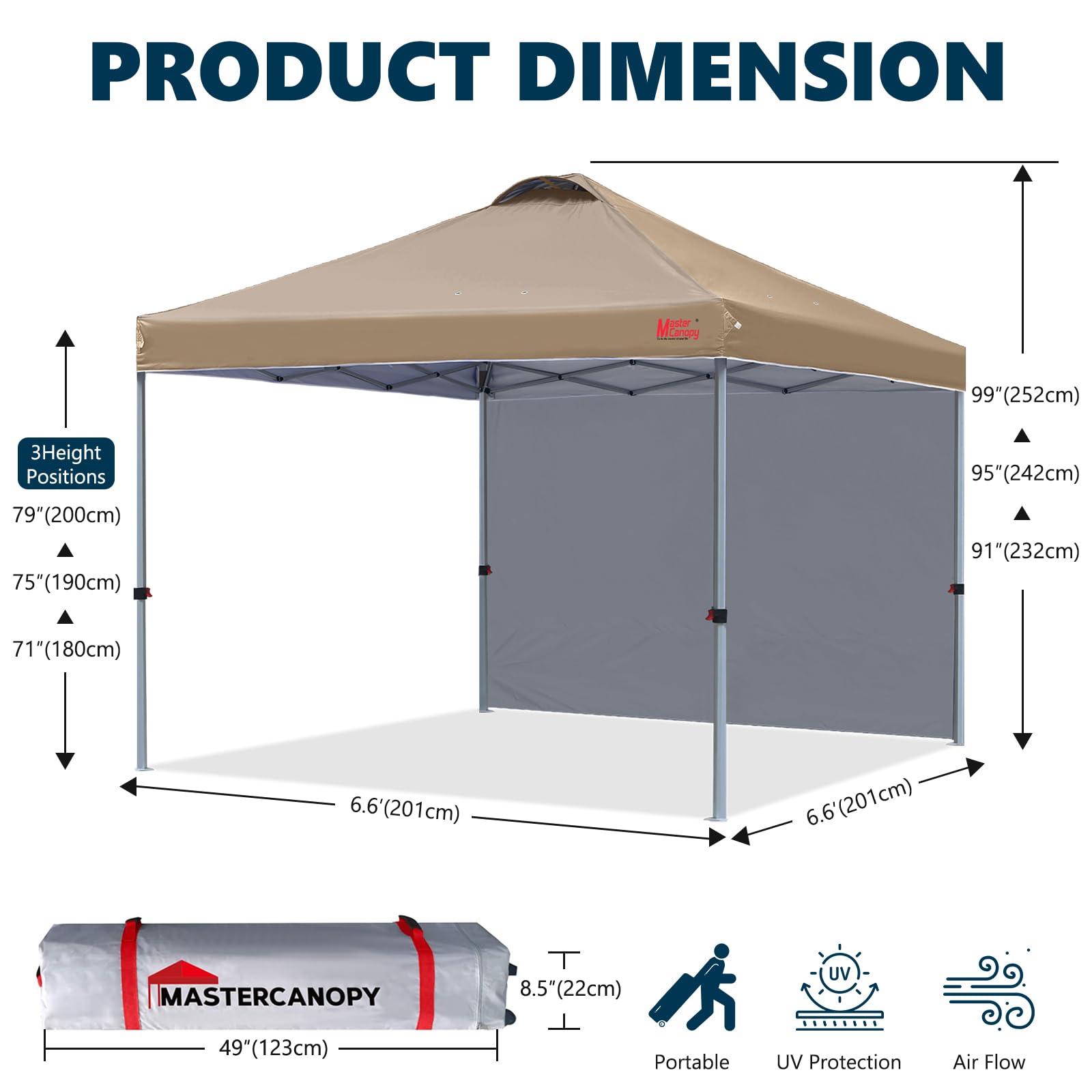 MASTERCANOPY set up at the beach illustrating portable shelter and sun protection
