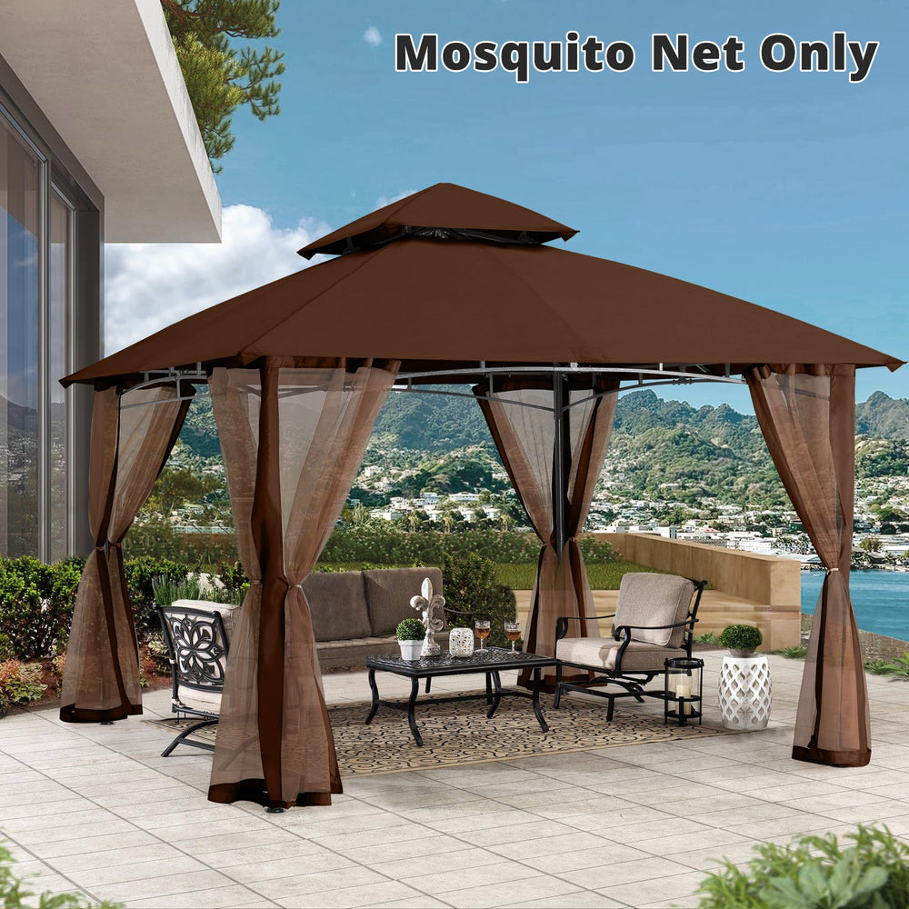 MASTERCANOPY evening lifestyle scene with panels down for cozy, protected seating