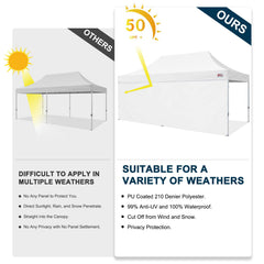 MASTERCANOPY sidewall attached to straight-leg frame, stable weather protection in use