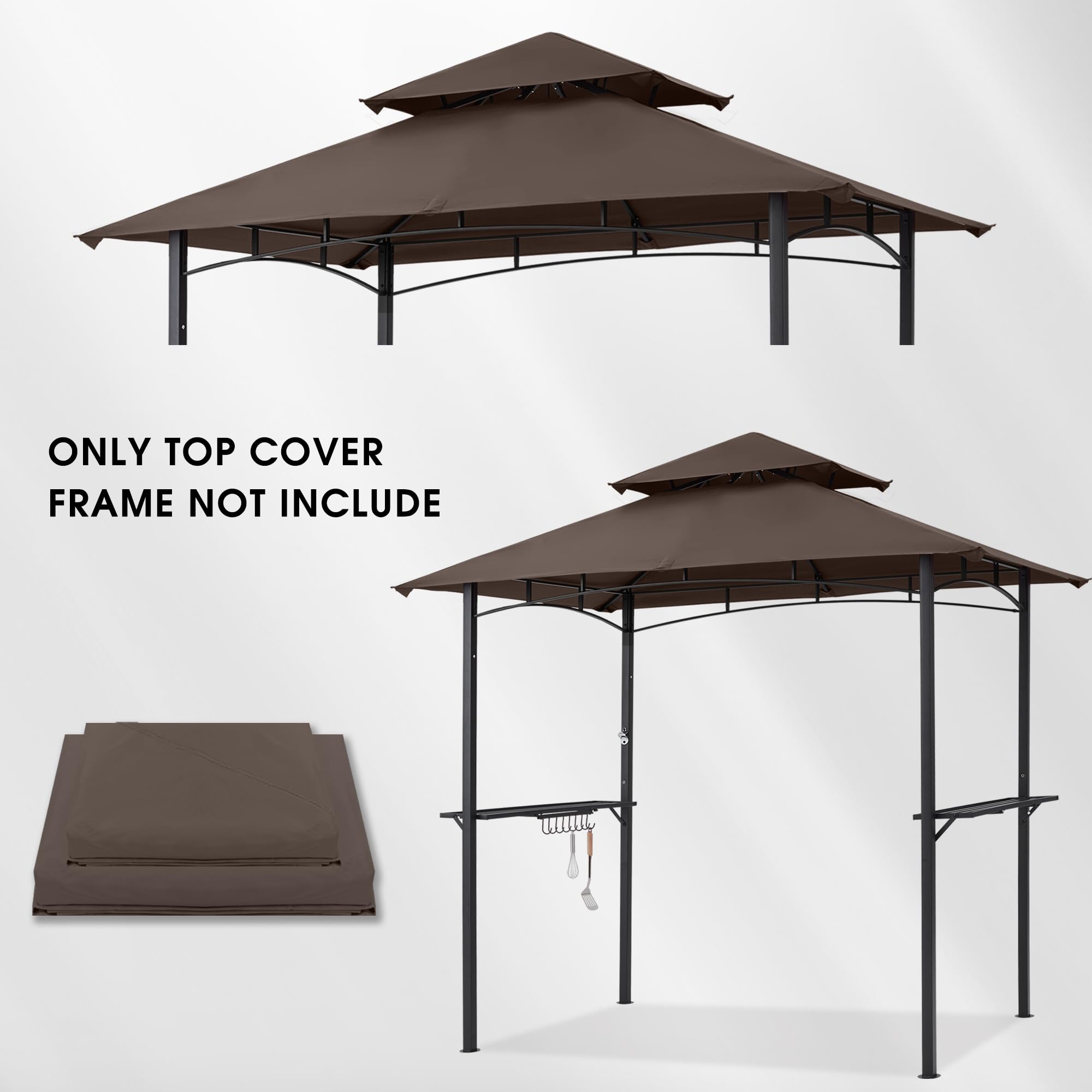 MASTERCANOPY size comparison next to chair to show scale and roof dimensions