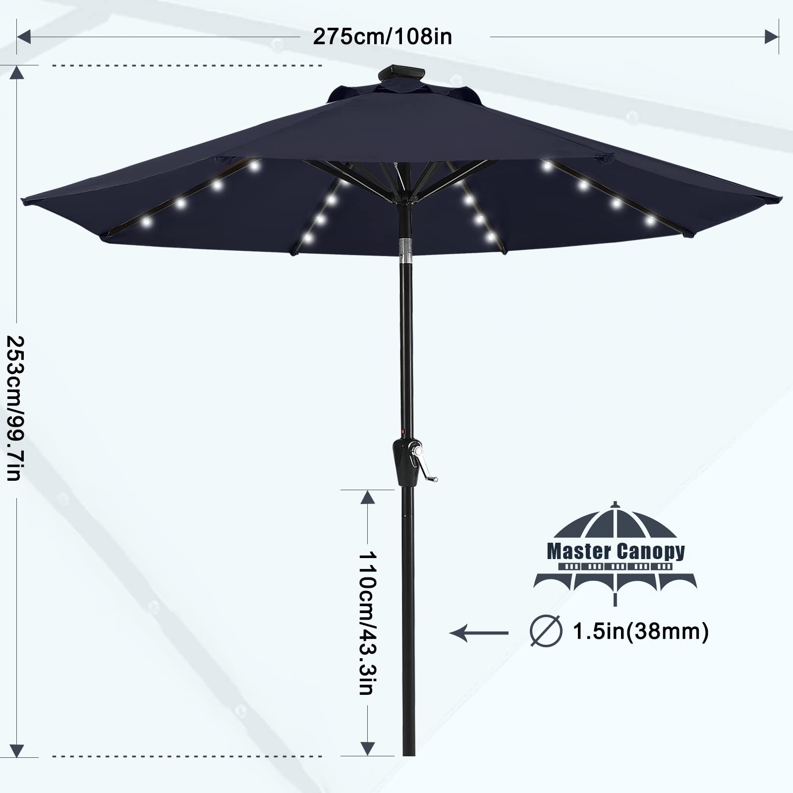 MASTERCANOPY top solar panel close-up capturing sunlight for LEDs